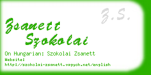 zsanett szokolai business card